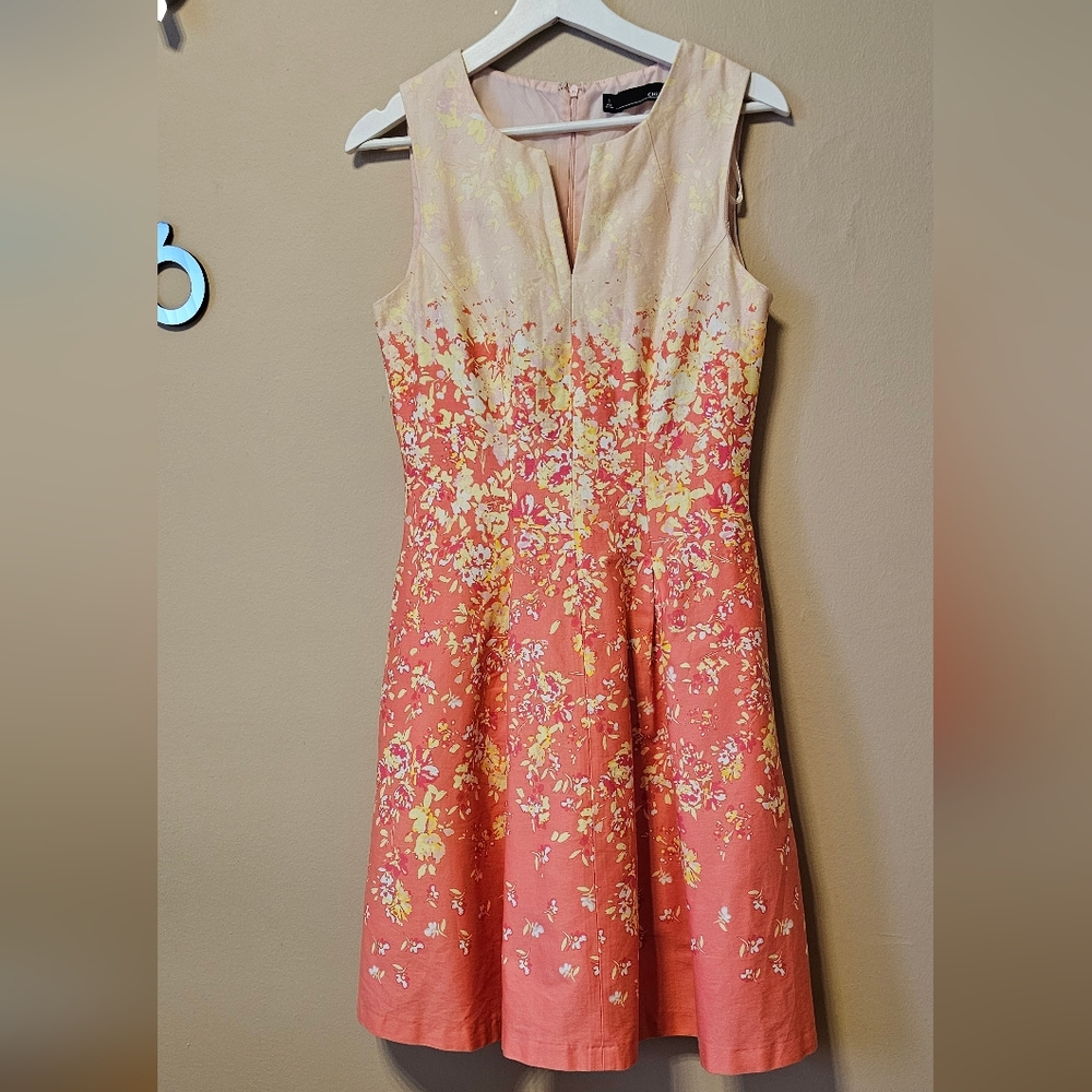 Chetta B coral/light peach knee length dress women’s size 6